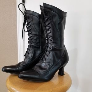 Black leather Granny Gothic Victorian boots